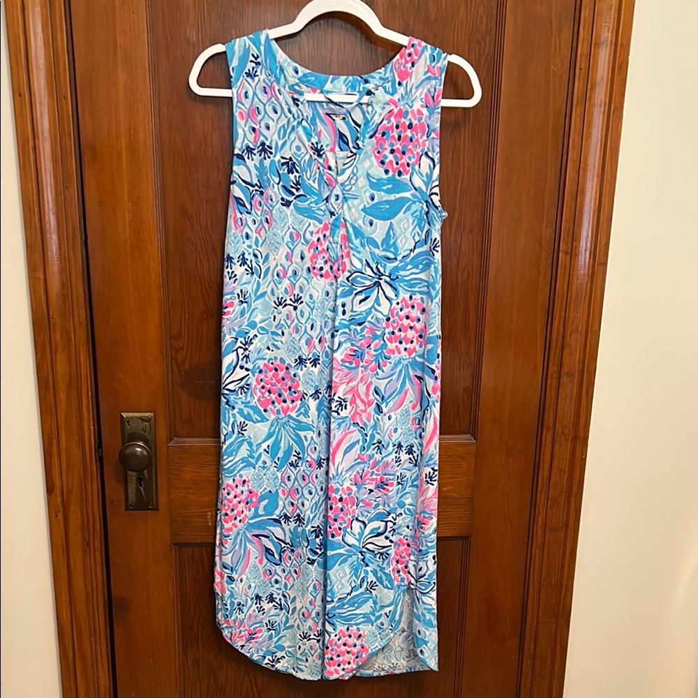 Lilly Pulitzer Vibrant Blue and Pink Midi Dress